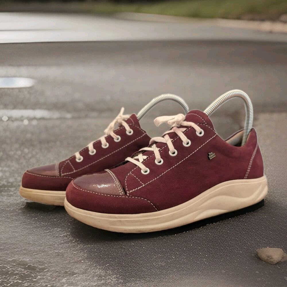 Finn Comfort Ikebukuro Shoes Womens US 8 EU 38.5 Burgundy Leather Rocker Sneaker